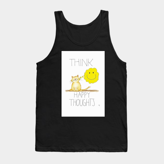 Think Happy Thoughts Cat Tank Top by nicolejanes